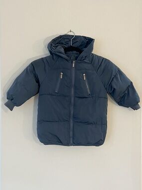 Unisex Kids Navy Blue Puffer Jacket, Size 3T